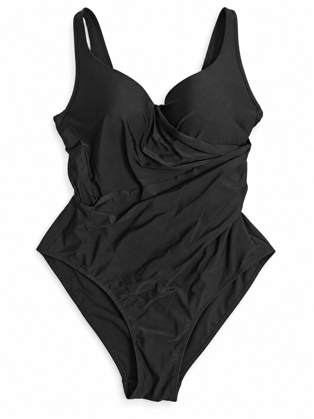 Martha Stewart Collection Black Ruched One-Piece Swimsuit Size 18